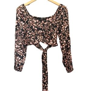 Japana Pink and Black Floral Tie Top